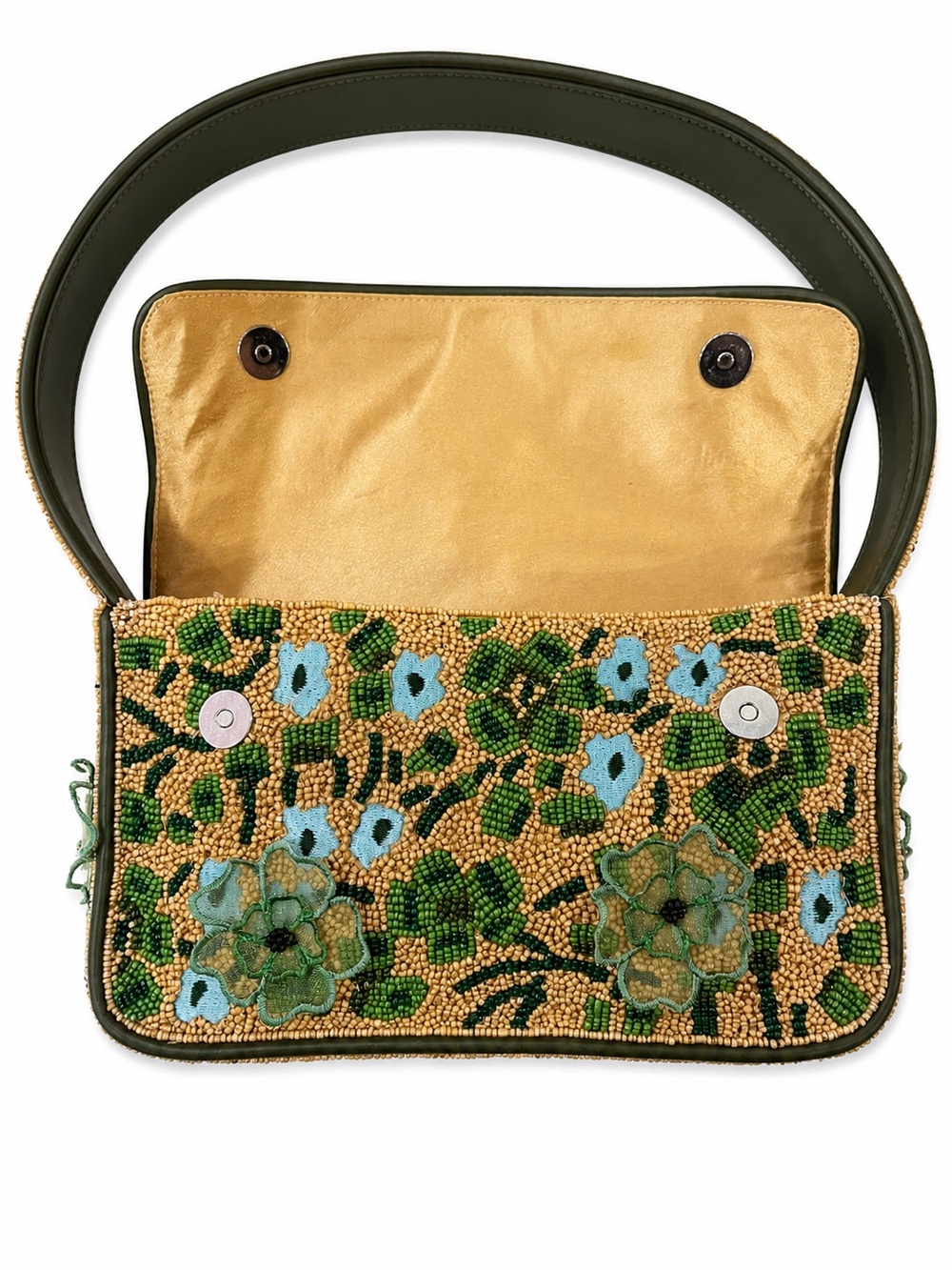 STAUD | Tommy Rare Moss Floral Beaded Shoulder Bag with Floral Appliqué - Picture 3 of 13